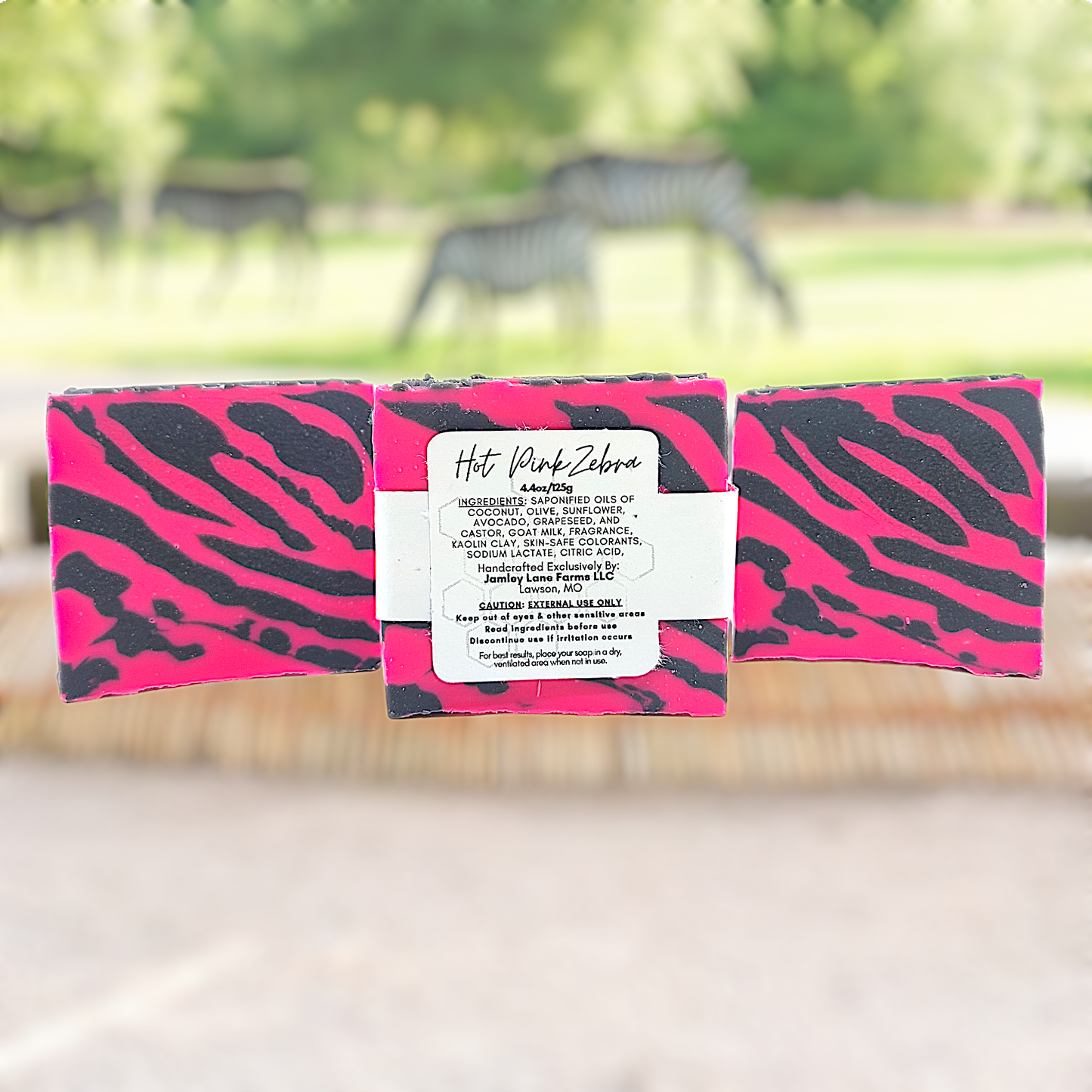 Hot Pink Zebra Artisan Goat Milk Soap 4oz Bar