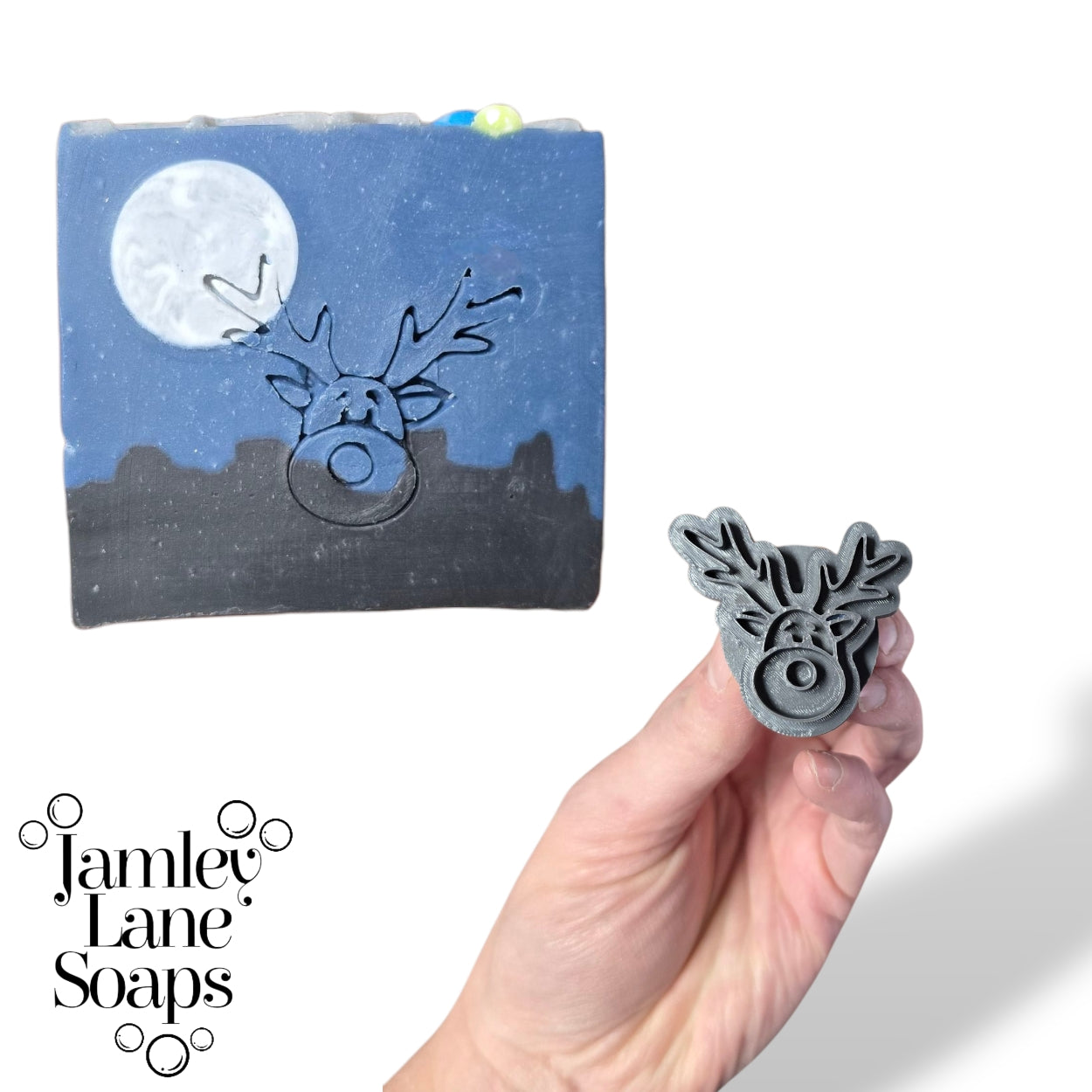 Reindeer Face Soap Stamp | Christmas Cold Process Soap Stamp