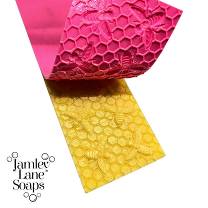 Bees Knees Custom Soap Impression Mat | Honeycomb Texture & Bee Design