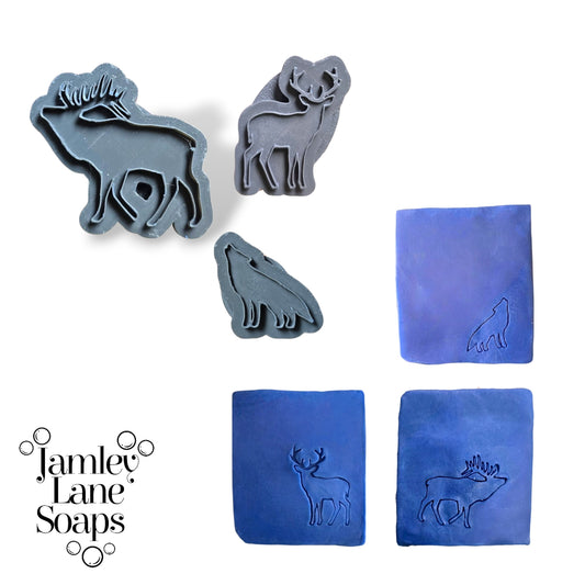 Deer, Wolf, Elk Collection- 3 Soap Stamps