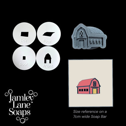 Red Barn Soap Dough Extruder Disc Set | 4-Disc Farm Soap Embed + Detail Stamp