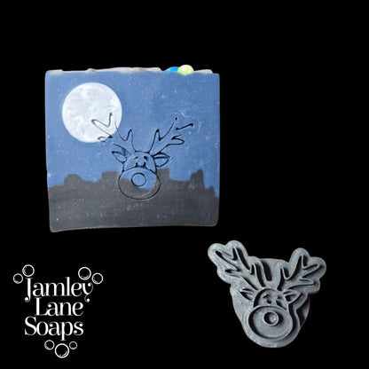 Reindeer Face Soap Stamp | Christmas Cold Process Soap Stamp