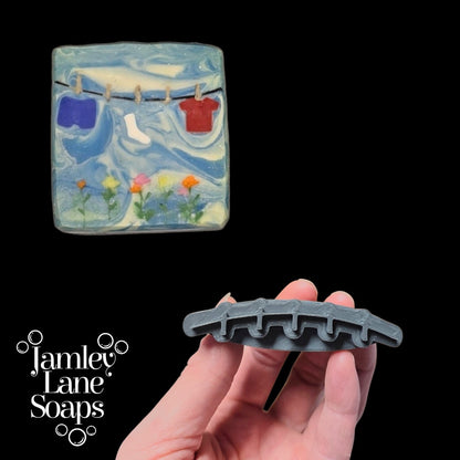 Clothesline Soap Stamp | Laundry Themed Cold Process Soap Stamp | 7cm