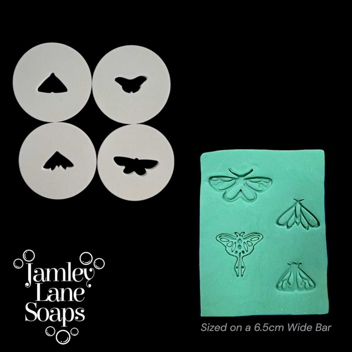 Moth Collection Soap Dough Extruder Disc & Stamp Set | Luna Moth Soap Embed | 4-Piece