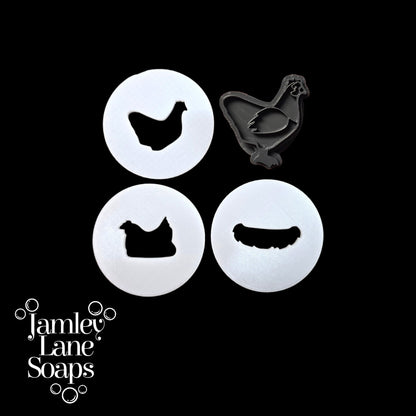 Chicken & Hen Soap Dough Extruder Disc & Stamp Set | Farm & Easter Soap Embed