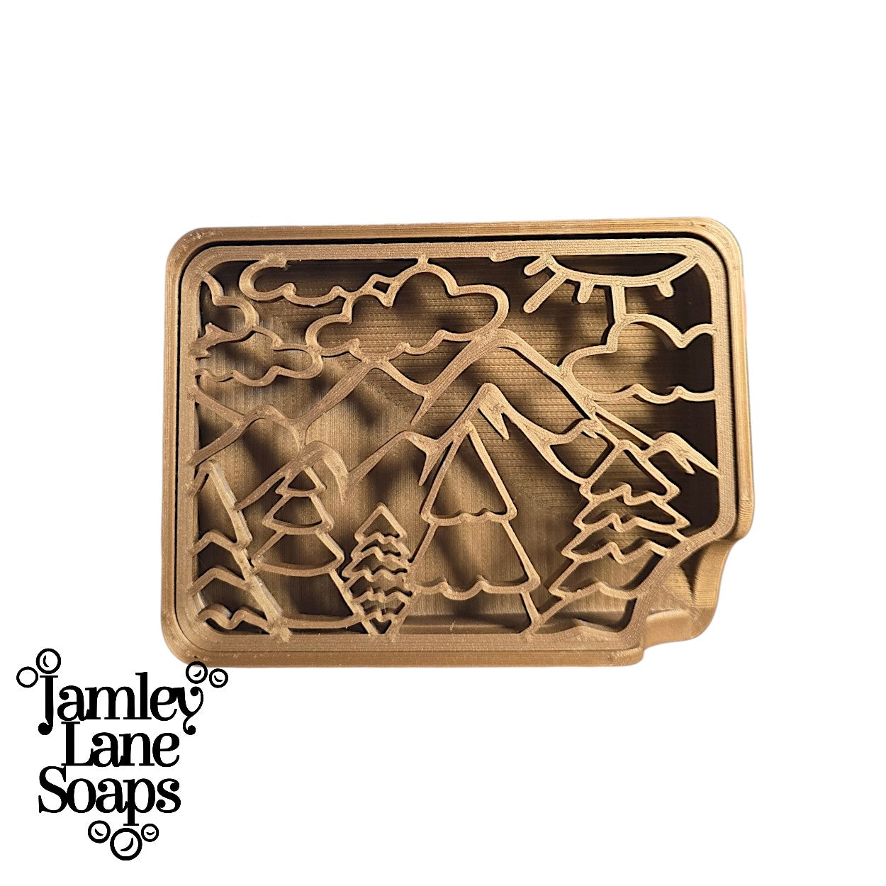 Mountain Scene Soap Dish | Two-Piece Design | Landscape Pattern | Custom Orders Available