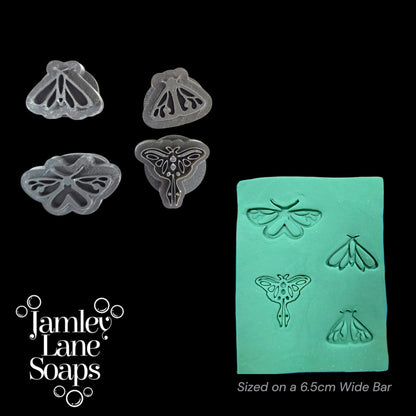 Moth Collection Soap Dough Extruder Disc & Stamp Set | Luna Moth Soap Embed | 4-Piece