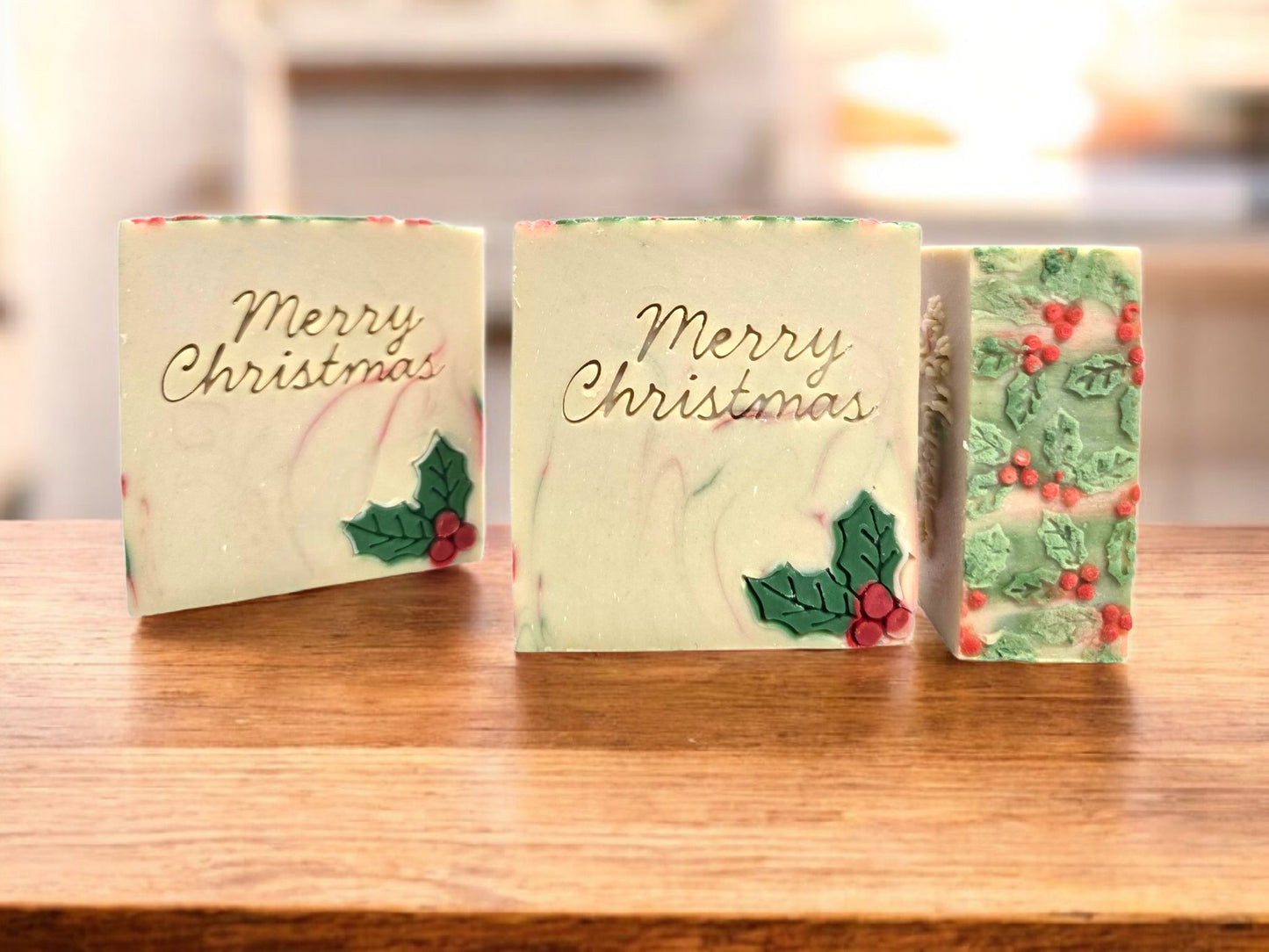 Festive Holly Goat Milk Artisan Soap 4oz Bar