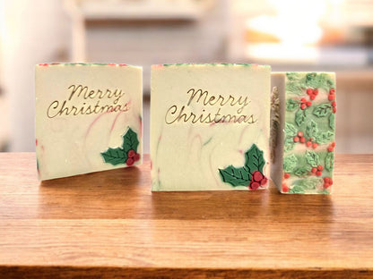 Festive Holly Goat Milk Artisan Soap 4oz Bar