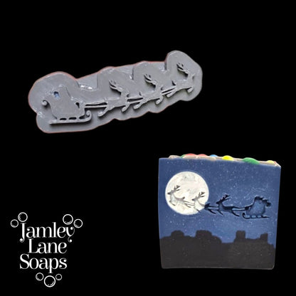 Santa's Flying Sleigh Soap Stamp | Christmas Cold Process Soap Stamp
