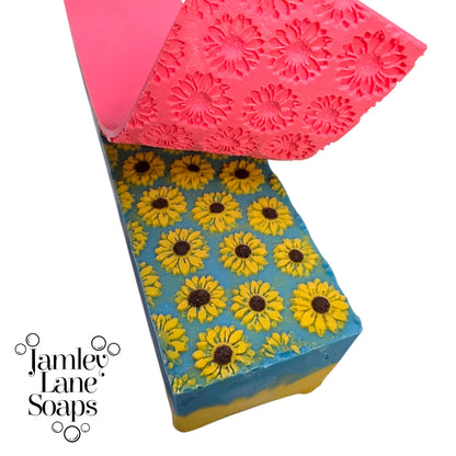 Big Blooms Soap Impression Mat | 3D Sunflower Texture