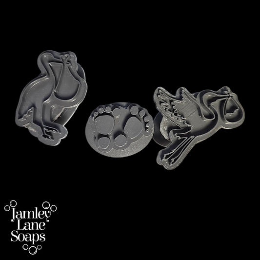Baby Shower Stamps: Baby Feet and Storks with Bundle Soap Stamps