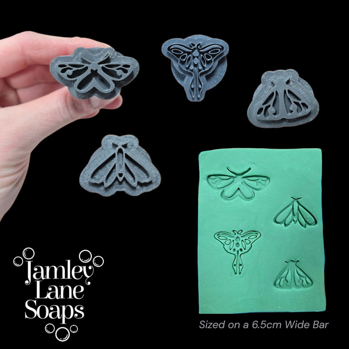 Moth Collection Soap Dough Extruder Disc & Stamp Set | Luna Moth Soap Embed | 4-Piece