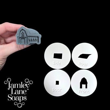 Red Barn Soap Dough Extruder Disc Set | 4-Disc Farm Soap Embed + Detail Stamp