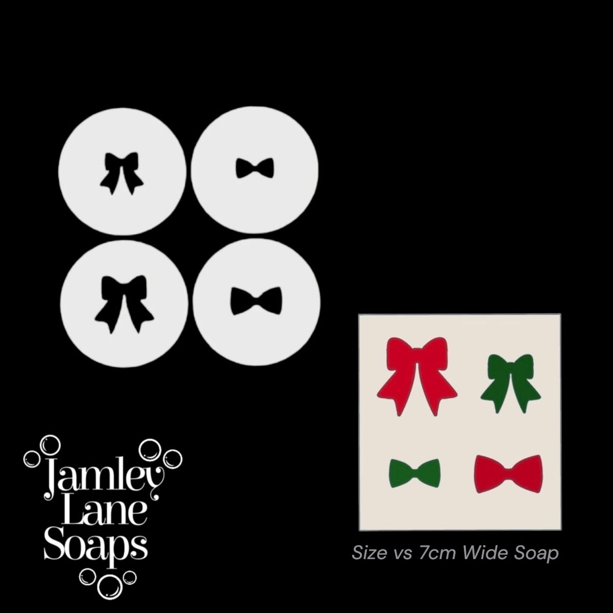 Holiday Bows & Bowties Soap Dough Extruder Disc Set | 4-Piece Gift Bow Embed | Column Mold Alternative