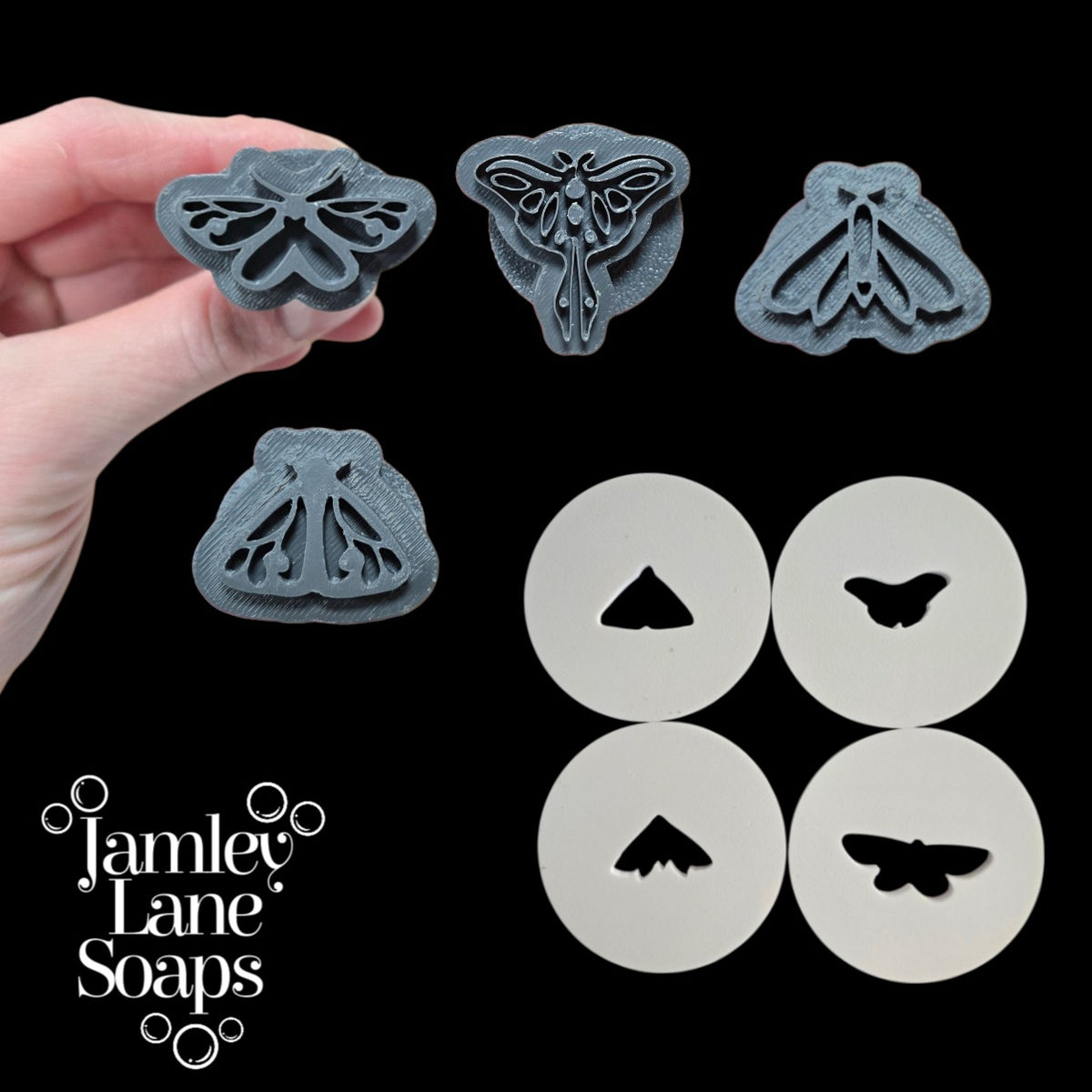 Moth Collection Soap Dough Extruder Disc & Stamp Set | Luna Moth Soap Embed | 4-Piece