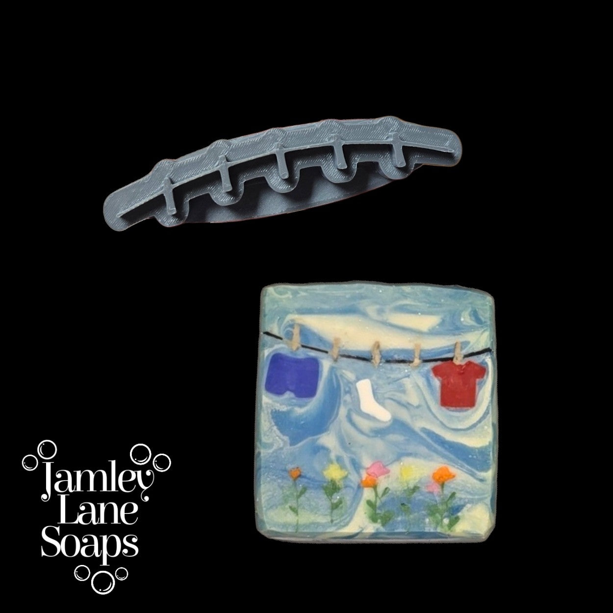 Clothesline Soap Stamp | Laundry Themed Cold Process Soap Stamp | 7cm